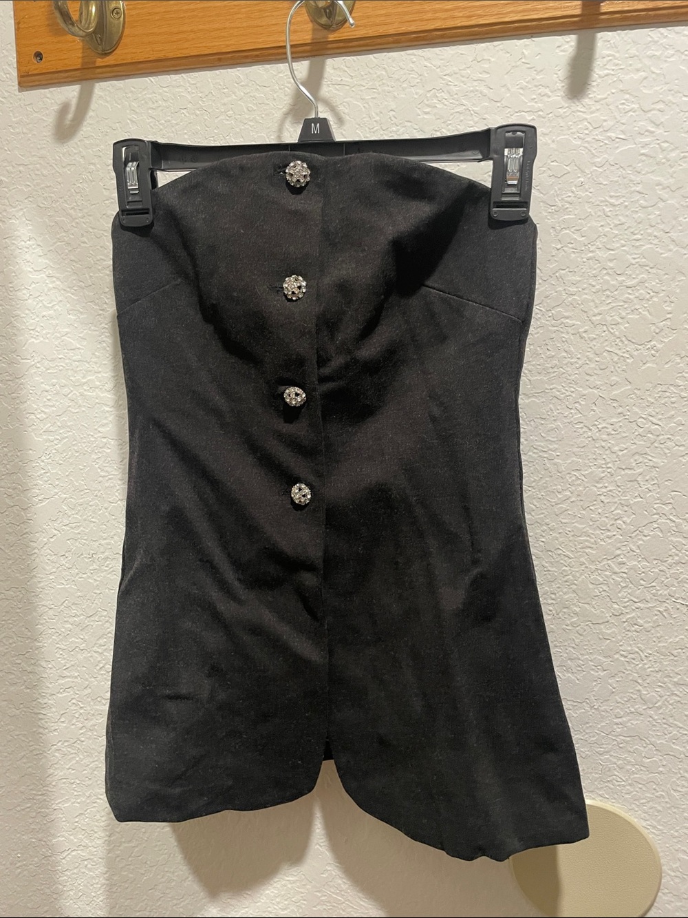 H&M Black Strapless Camisole with Decorative Buttons